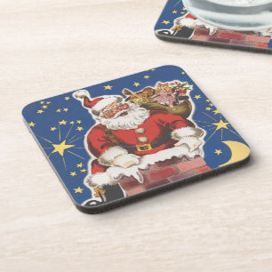 Weihnachtsmann im Retro-Stil, Die Nacht vor dem We Getränkeuntersetzer