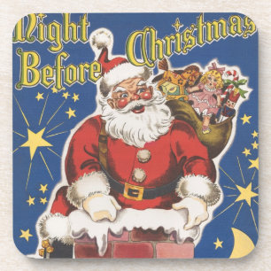 Weihnachtsmann im Retro-Stil, Die Nacht vor dem We Untersetzer