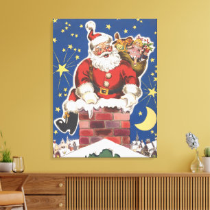 Weihnachtsmann im Retro-Stil, Die Nacht vor Weihna Leinwanddruck