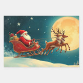 Weihnachtsmann im Schlitten Geschenkpapier Set (Vorderseite 3)