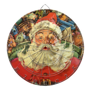 Weihnachtsmann im Schlitten mit Spielzeug im Vinta Dartscheibe