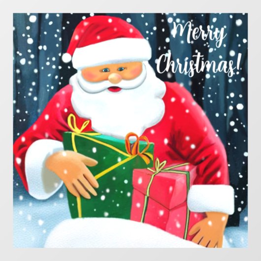 Weihnachtsmann im Schnee Fensteraufkleber (Blatt)