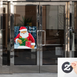 Weihnachtsmann im Schnee Fensteraufkleber