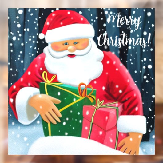 Weihnachtsmann im Schnee Fensteraufkleber (Blatt 2)