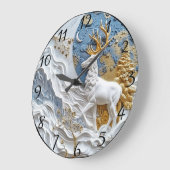 Weihnachtsmann im Schnee Große Wanduhr (Winkel)