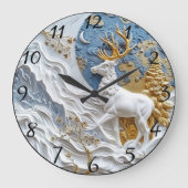 Weihnachtsmann im Schnee Große Wanduhr (Vorderseite)