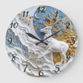 Weihnachtsmann im Schnee Große Wanduhr (Vorderseite)