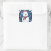 Weihnachtsmann im Schnee Quadratischer Aufkleber (Tasche)