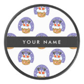 Weihnachtsmann im Schornstein, Schnee, Weihnachten Eishockey Puck (Vorderseite)