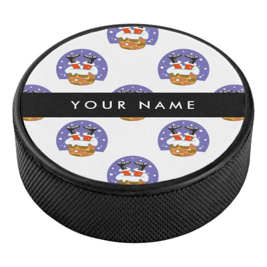Weihnachtsmann im Schornstein, Schnee, Weihnachten Eishockey Puck (3/4)