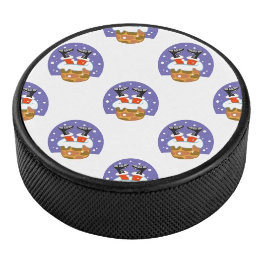 Weihnachtsmann im Schornstein, Schnee, Weihnachten Eishockey Puck (3/4)