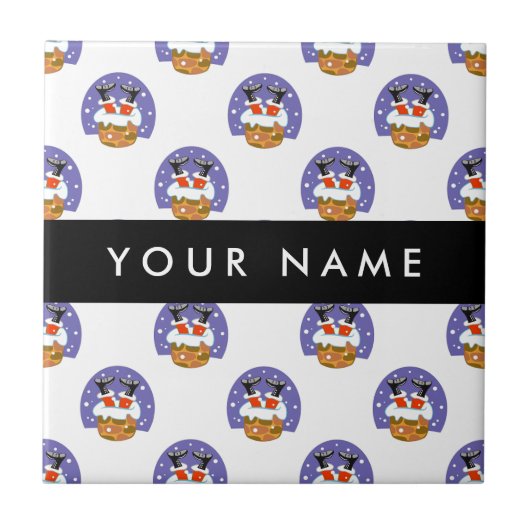 Weihnachtsmann im Schornstein, Schnee, Weihnachten Fliese (Vorderseite)