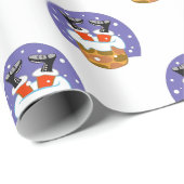 Weihnachtsmann im Schornstein, Schnee, Weihnachten Geschenkpapier (Rolleneckpunkt)