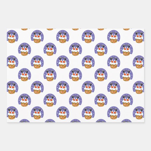 Weihnachtsmann im Schornstein, Schnee, Weihnachten Geschenkpapier Set (Vorderseite 2)