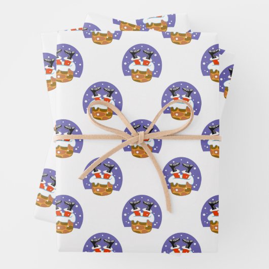 Weihnachtsmann im Schornstein, Schnee, Weihnachten Geschenkpapier Set (Beispiel)