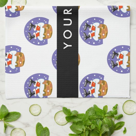 Weihnachtsmann im Schornstein, Schnee, Weihnachten Geschirrtuch (Gefaltet)