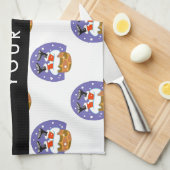 Weihnachtsmann im Schornstein, Schnee, Weihnachten Geschirrtuch (Viertel Falte)