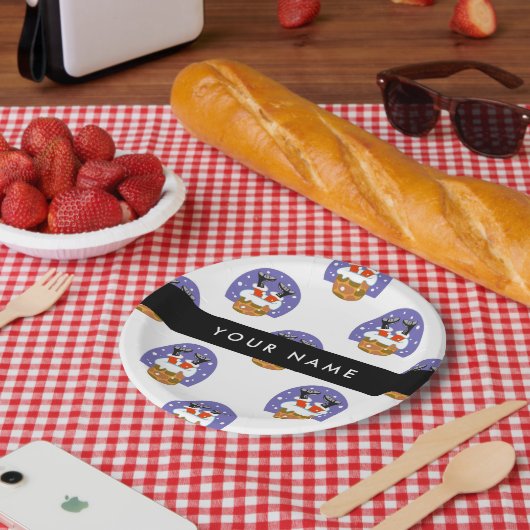 Weihnachtsmann im Schornstein, Schnee, Weihnachten Pappteller (Picknick)