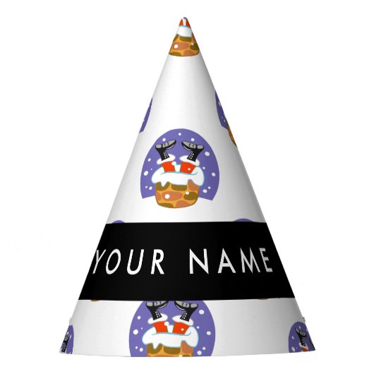 Weihnachtsmann im Schornstein, Schnee, Weihnachten Partyhütchen (Vorderseite)