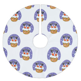 Weihnachtsmann im Schornstein, Schnee, Weihnachten Polyester Weihnachtsbaumdecke