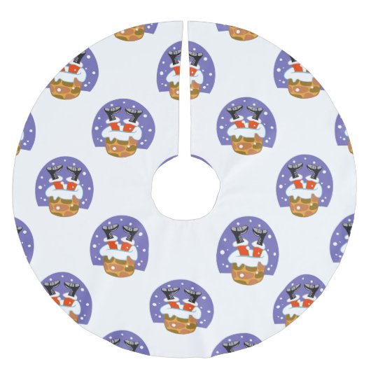 Weihnachtsmann im Schornstein, Schnee, Weihnachten Polyester Weihnachtsbaumdecke (Vorderseite)