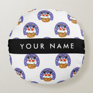 Weihnachtsmann im Schornstein, Schnee, Weihnachten Rundes Kissen