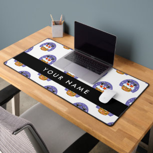 Weihnachtsmann im Schornstein, Schnee, Weihnachten Schreibtischunterlage