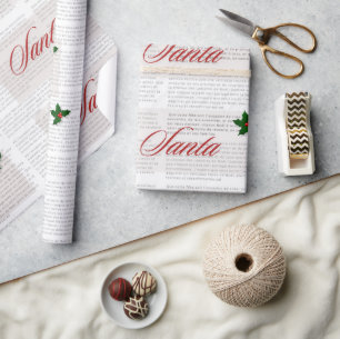 Weihnachtsmann im Stil alter Zeitungen Weihnachtsv Geschenkpapier