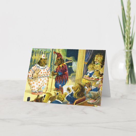 Weihnachtsmann im Tierland Feiertagskarte (Vorderseite)