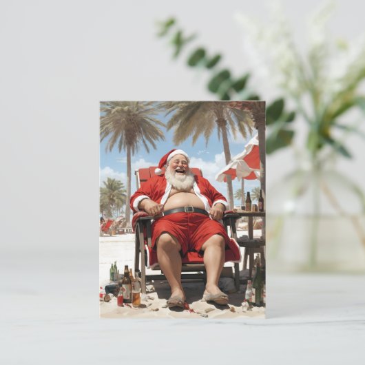 Weihnachtsmann im Urlaub Postkarte (Stehend Vorderseite)
