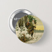 Weihnachtsmann im viktorianischen Stil auf dem Wei Button (Vorne & Hinten)