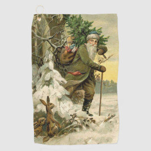 Weihnachtsmann im viktorianischen Weihnachtsbaum-S Golfhandtuch