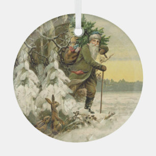 Weihnachtsmann im viktorianischen Weihnachtsstil  Ornament Aus Glas