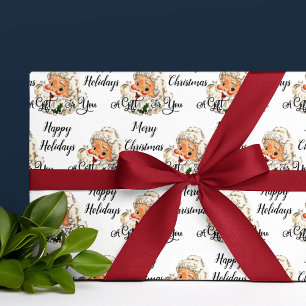 Weihnachtsmann im Vintage-Stil, bearbeitbarer Text Geschenkpapier