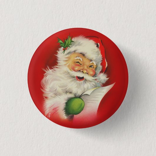 Weihnachtsmann im Vintage-Stil Button (Vorderseite)