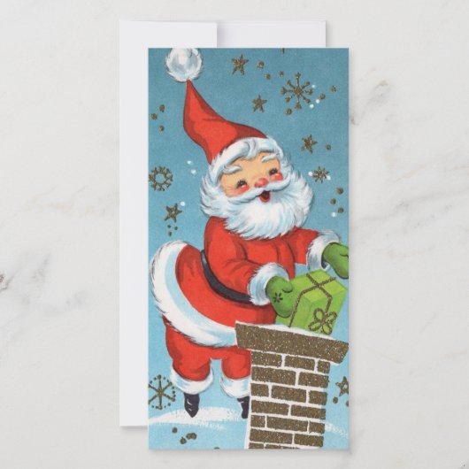 Weihnachtsmann im Vintage-Stil Feiertagskarte (Vorderseite)