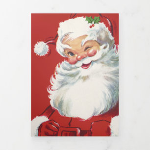 Weihnachtsmann im Vintage-Stil, fröhlich und zwink Dreifach Gefaltete Urlaubskarte