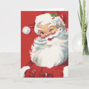 Weihnachtsmann im Vintage-Stil, fröhlich und zwink Feiertagskarte