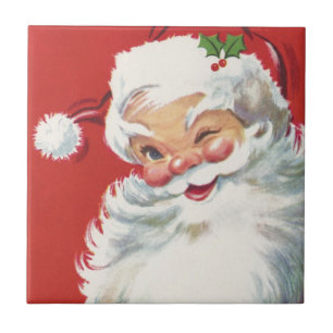 Weihnachtsmann im Vintage-Stil, fröhlich und zwink Fliese