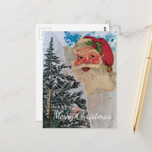 Weihnachtsmann im Vintage-Stil, gemischte Collage  Postkarte