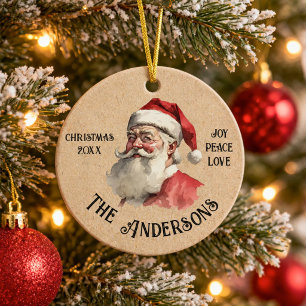 Weihnachtsmann im Vintage-Stil Keramik Ornament