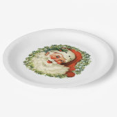 Weihnachtsmann im Vintage-Stil Pappteller (Schrägansicht)