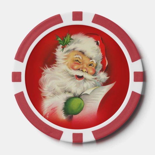 Weihnachtsmann im Vintage-Stil Pokerchips (Vorderseite)