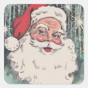 Weihnachtsmann im Vintage-Stil Quadratischer Aufkleber