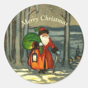 Weihnachtsmann im Vintage-Stil Runder Aufkleber