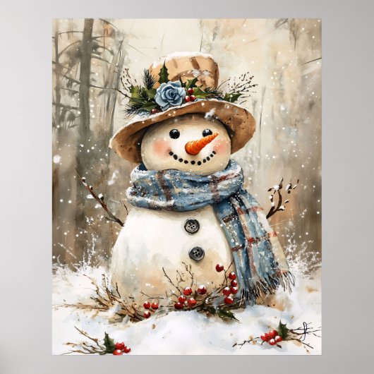 Weihnachtsmann im Wald Poster (Vorne)
