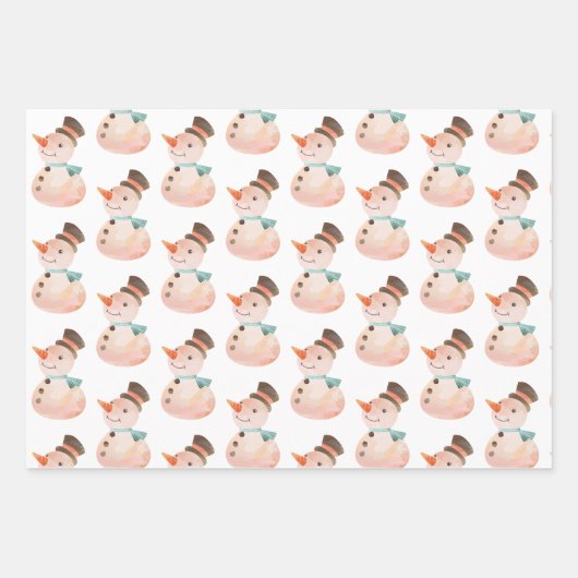 Weihnachtsmann im Wasserfarben Pinguin Snowman Ges Geschenkpapier Set (Vorderseite 3)