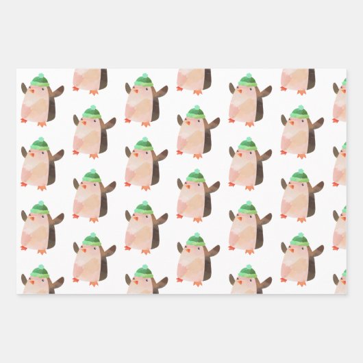Weihnachtsmann im Wasserfarben Pinguin Snowman Ges Geschenkpapier Set (Vorderseite)