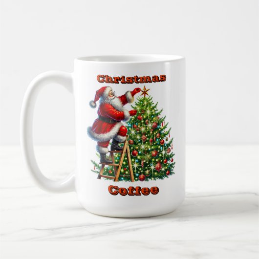 Weihnachtsmann im Winter ein Weihnachtsbaum dekori Kaffeetasse (Links)
