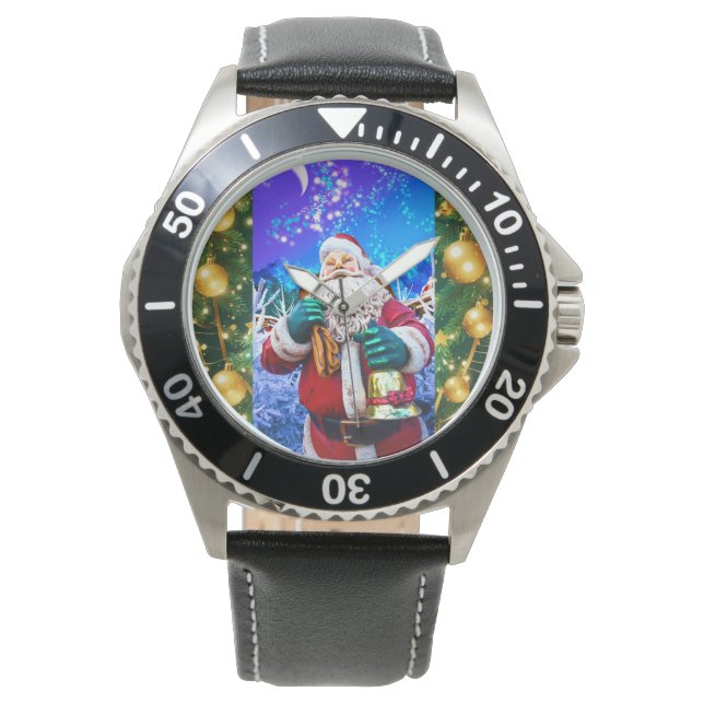Weihnachtsmann im Winter eWatch Armbanduhr (Vorderseite)
